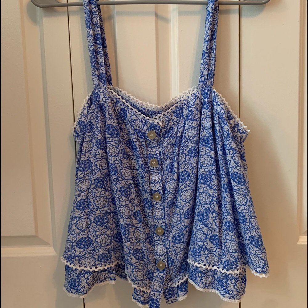 Free People Blue Floral Crop Top